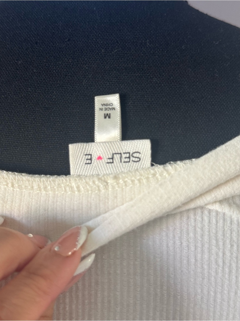 Off-Shoulder Cream Button-Front Ribbed Sweater - Picture 3 of 3